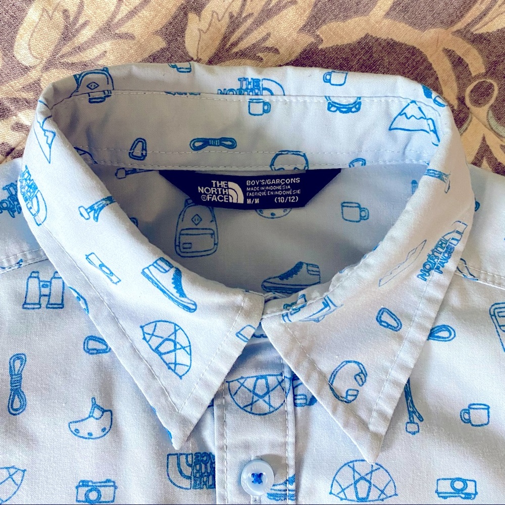 The North Face Kids Blue and White Button Down Shirt - Picture 4 of 5